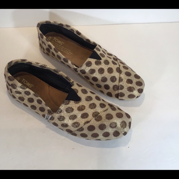 TOMS POLKA DOT METALLIC SLIP ON FLATS SZ 7.5 - Picture 4 of 12